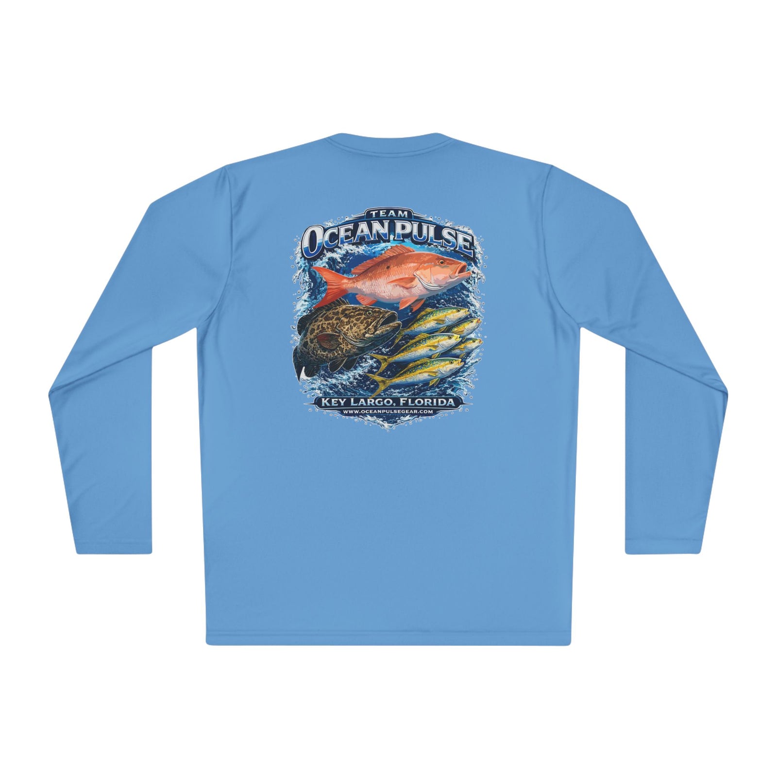 OP Florida Keys Reef Slam Long Sleeve Performance Fishing Shirt by Ocean Pulse (Carolina Blue)