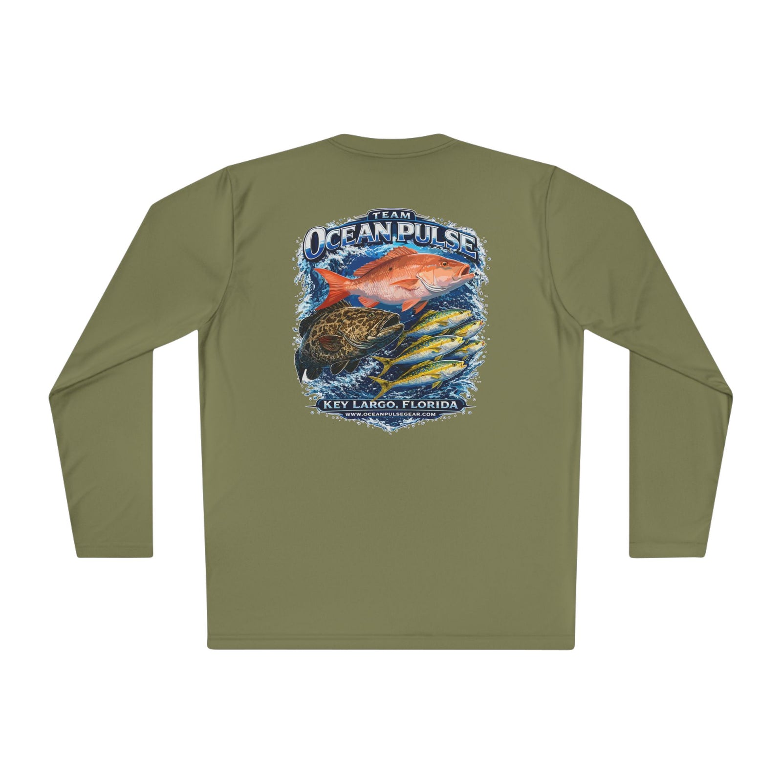OP Florida Keys Reef Slam Long Sleeve Performance Fishing Shirt by Ocean Pulse (Olive Drab)