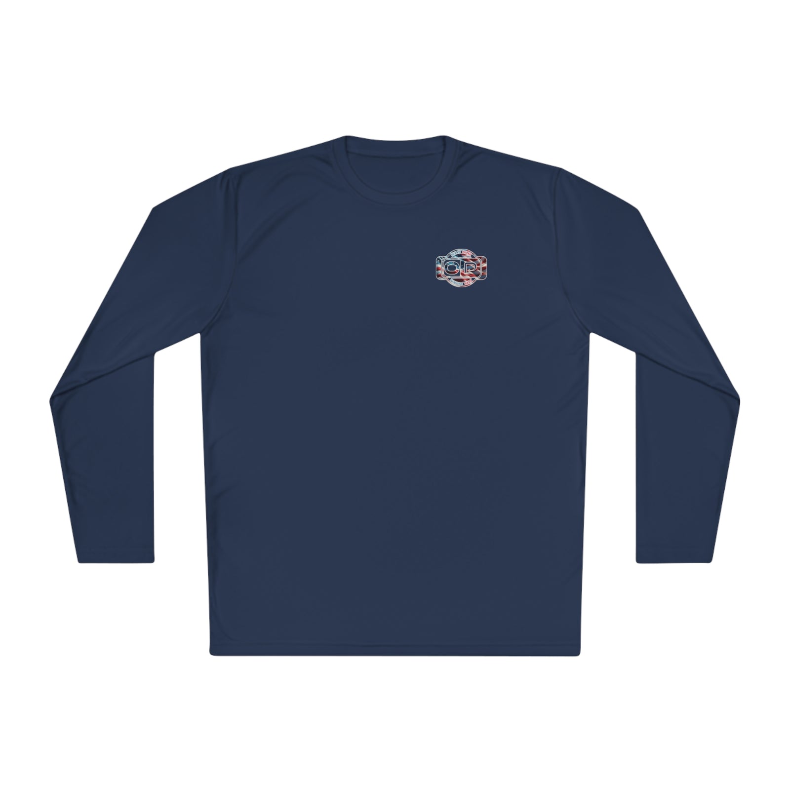 OP American Flag Long Sleeve Performance Fishing Shirt by Ocean Pulse (Navy Blue)