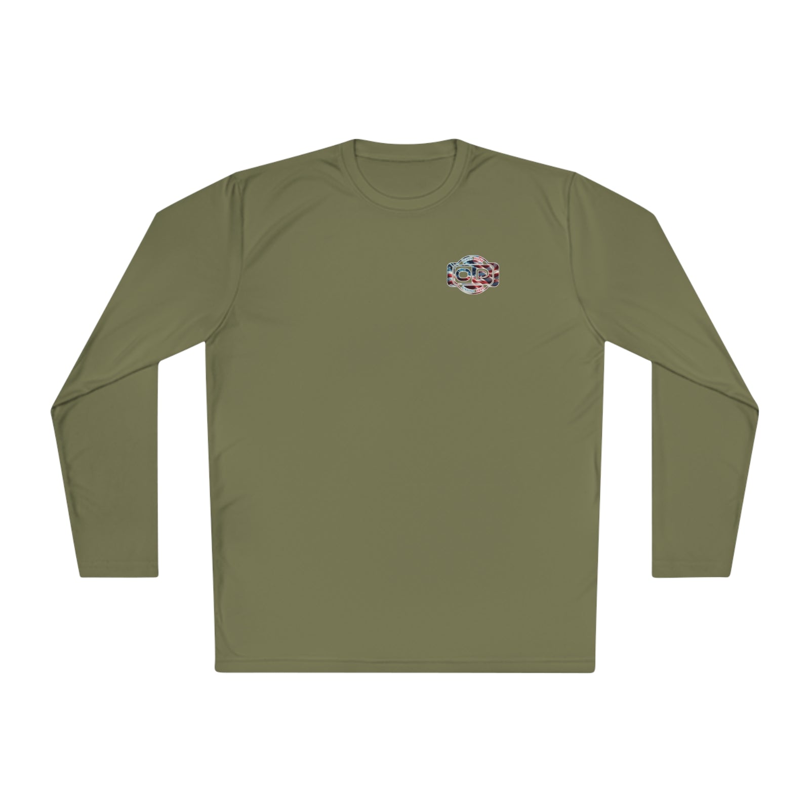 OP American Flag Long Sleeve Performance Fishing Shirt by Ocean Pulse (Olive Drab Green)