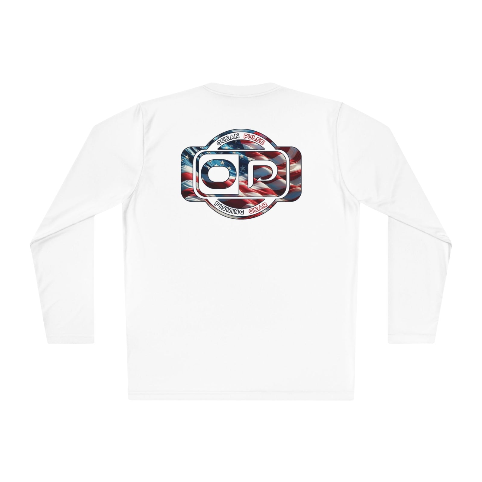 OP American Flag Long Sleeve Performance Fishing Shirt by Ocean Pulse (White) - Ocean Pulse Gear