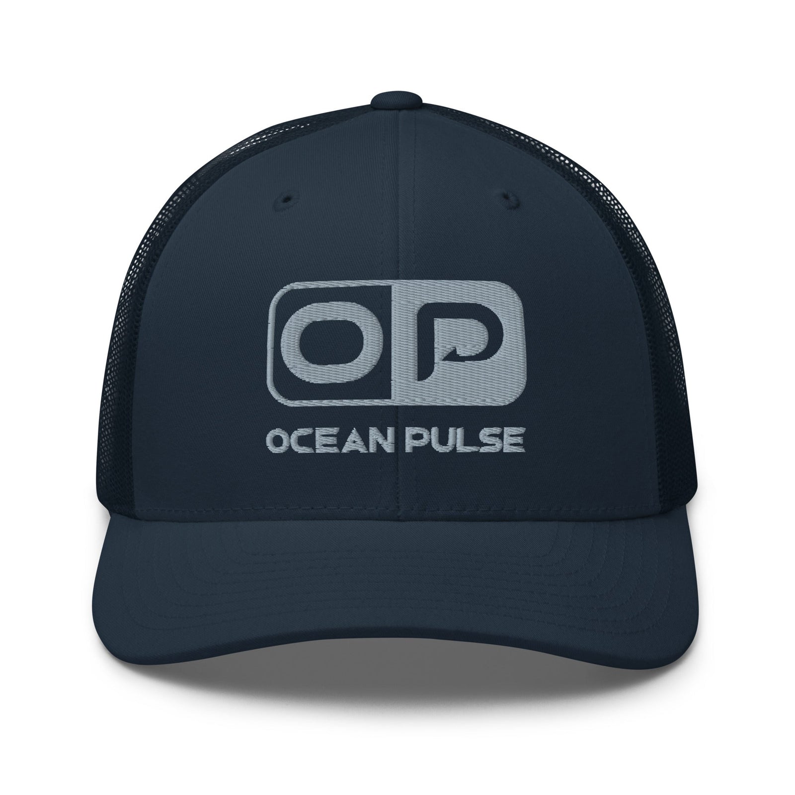 OP Trucker Hat by Ocean Pulse (Navy / Silver) - Ocean Pulse Gear