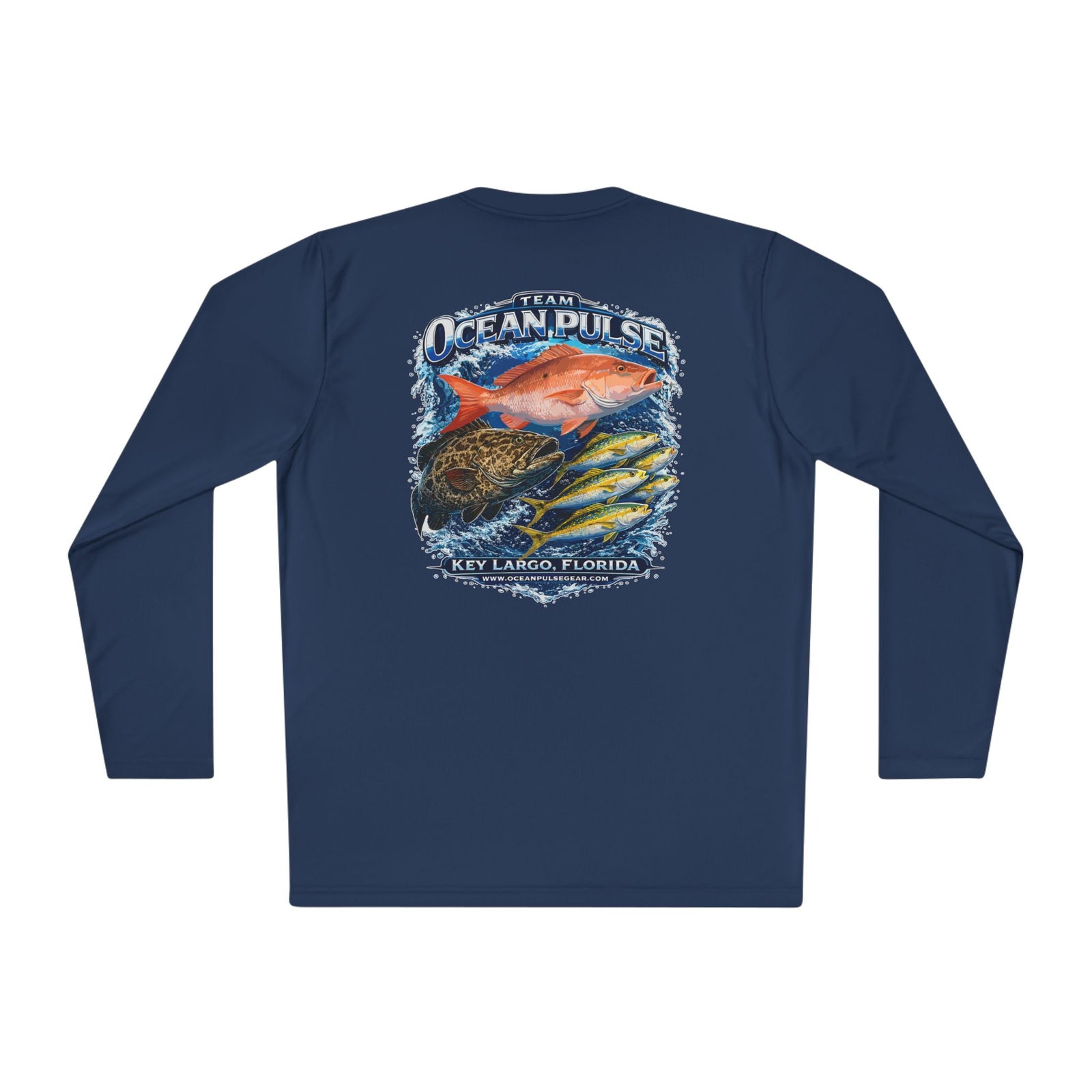 OP Florida Keys Reef Slam Long Sleeve Performance Fishing Shirt by Ocean Pulse (Navy Blue)