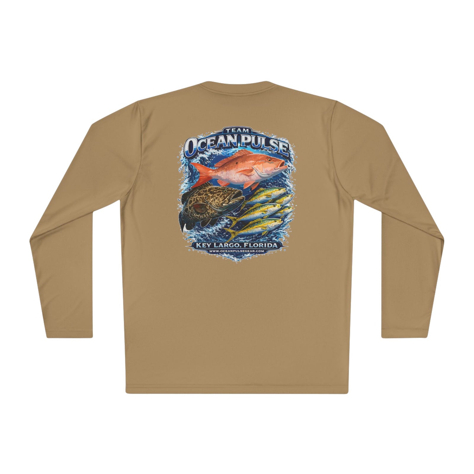 OP Florida Keys Reef Slam Long Sleeve Performance Fishing Shirt by Ocean Pulse (Coyote Brown)