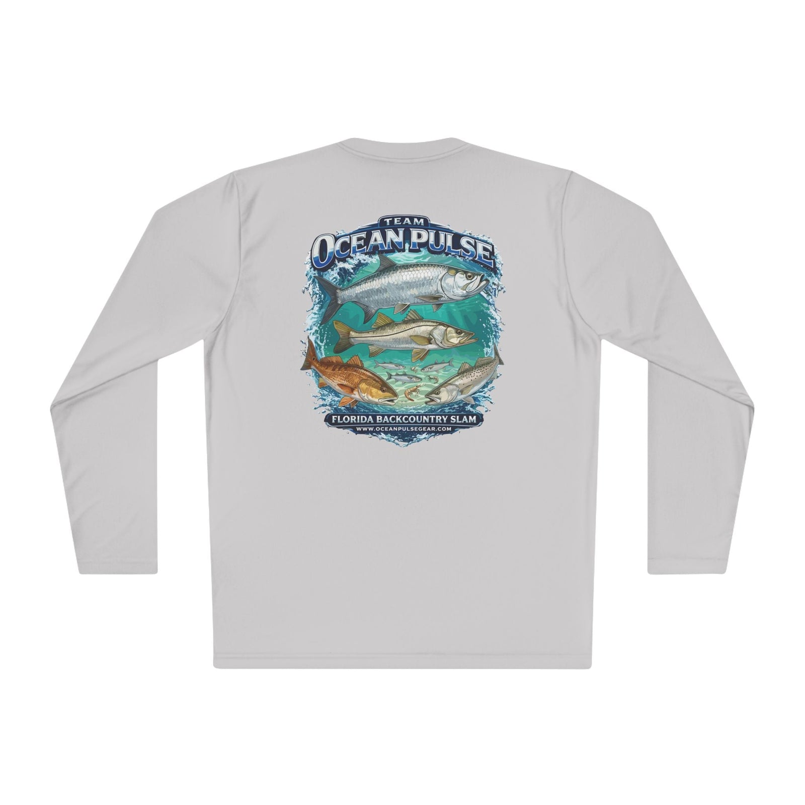 Florida Backcountry Slam Long Sleeve Performance Fishing Shirt by Ocean Pulse (Silver) - Ocean Pulse Gear
