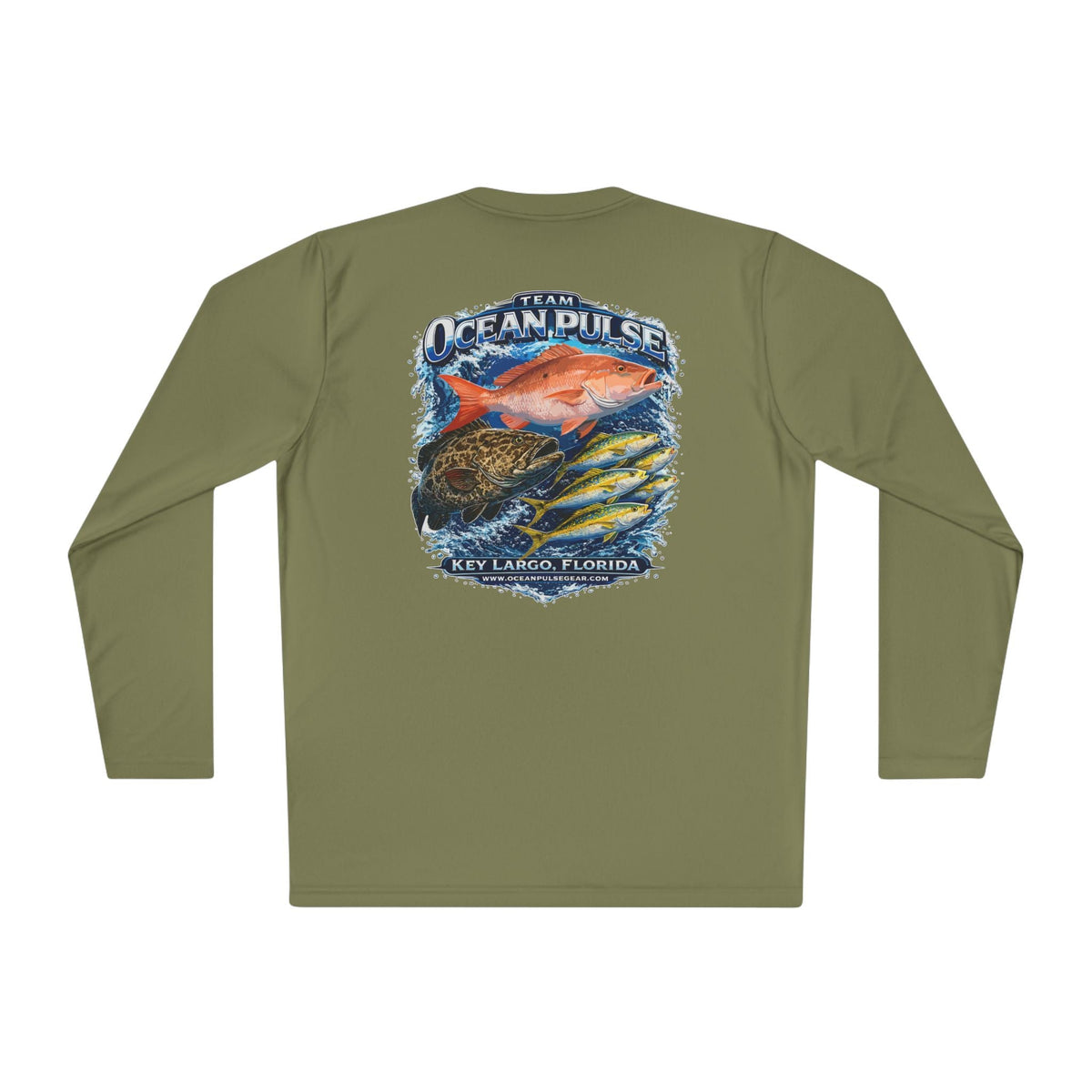 OP Florida Keys Reef Slam Long Sleeve Performance Fishing Shirt by Ocean Pulse (Olive Drab) - Ocean Pulse Gear