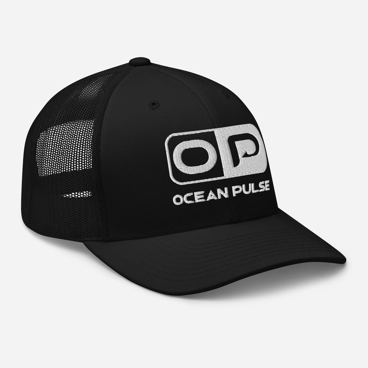 OP Trucker Hat by Ocean Pulse (Black / White) - Ocean Pulse Gear