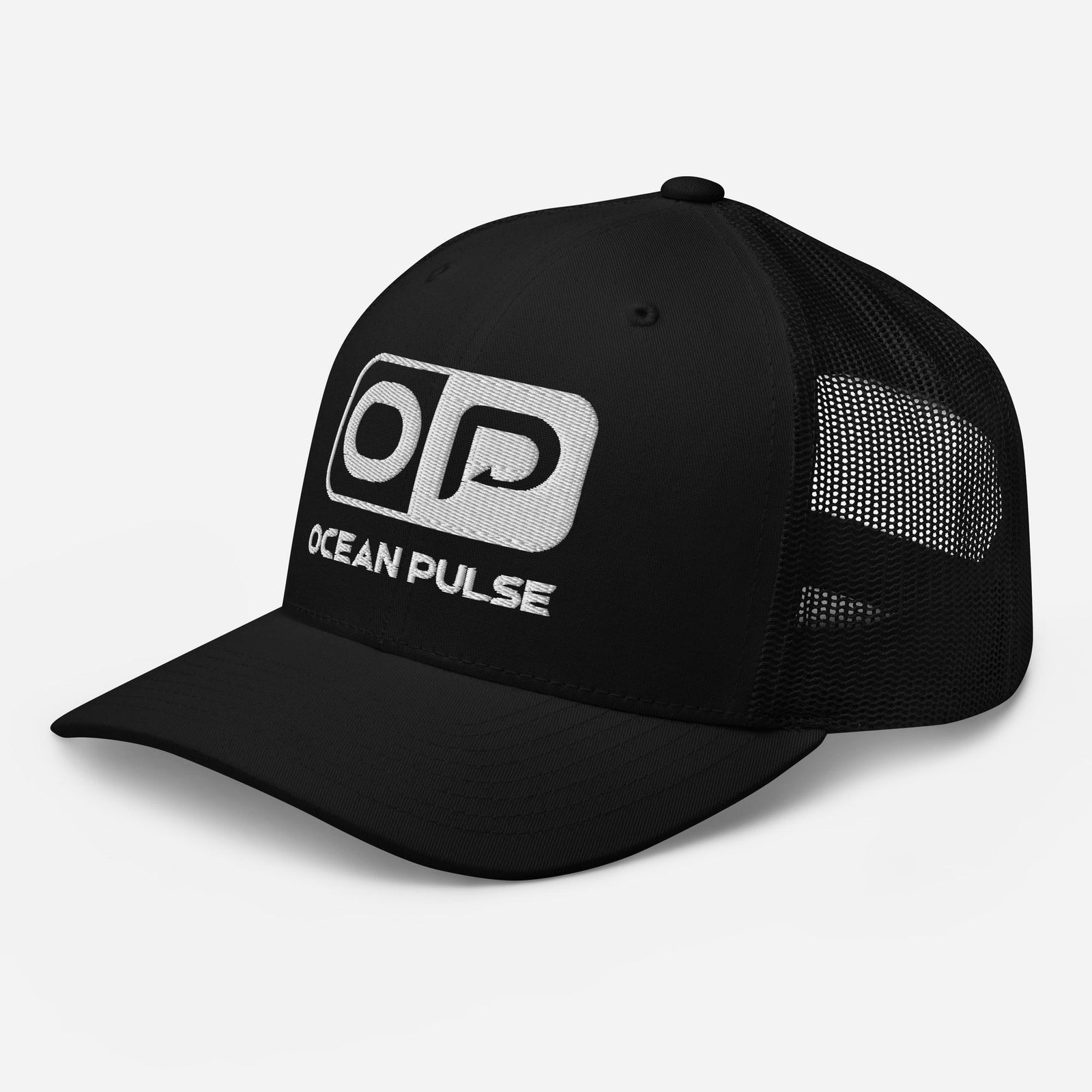 OP Trucker Hat by Ocean Pulse (Black / White) - Ocean Pulse Gear