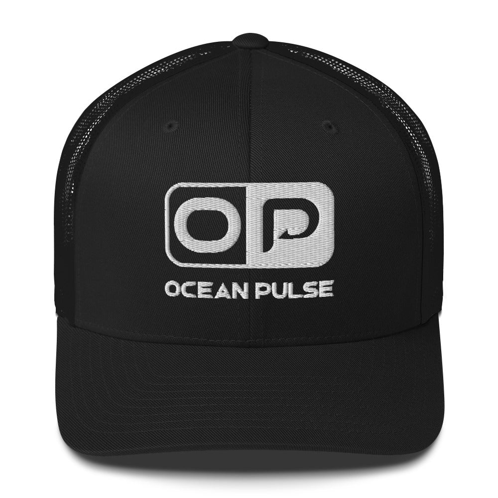 OP Trucker Hat by Ocean Pulse (Black / White) - Ocean Pulse Gear