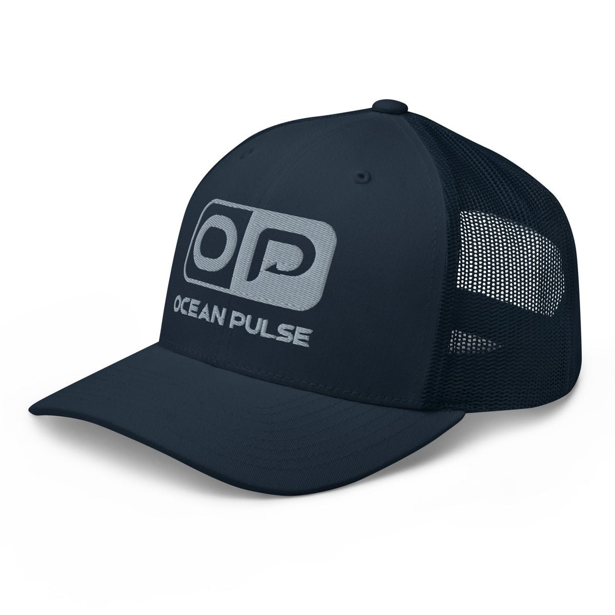 OP Trucker Hat by Ocean Pulse (Navy / Silver) - Ocean Pulse Gear