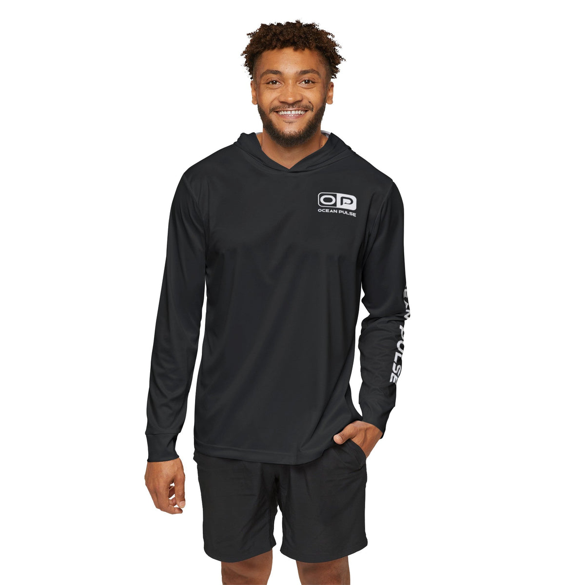 Wahooligan Long Sleeve Performance Fishing Shirt With Hood by Ocean Pulse - Black - Ocean Pulse Gear