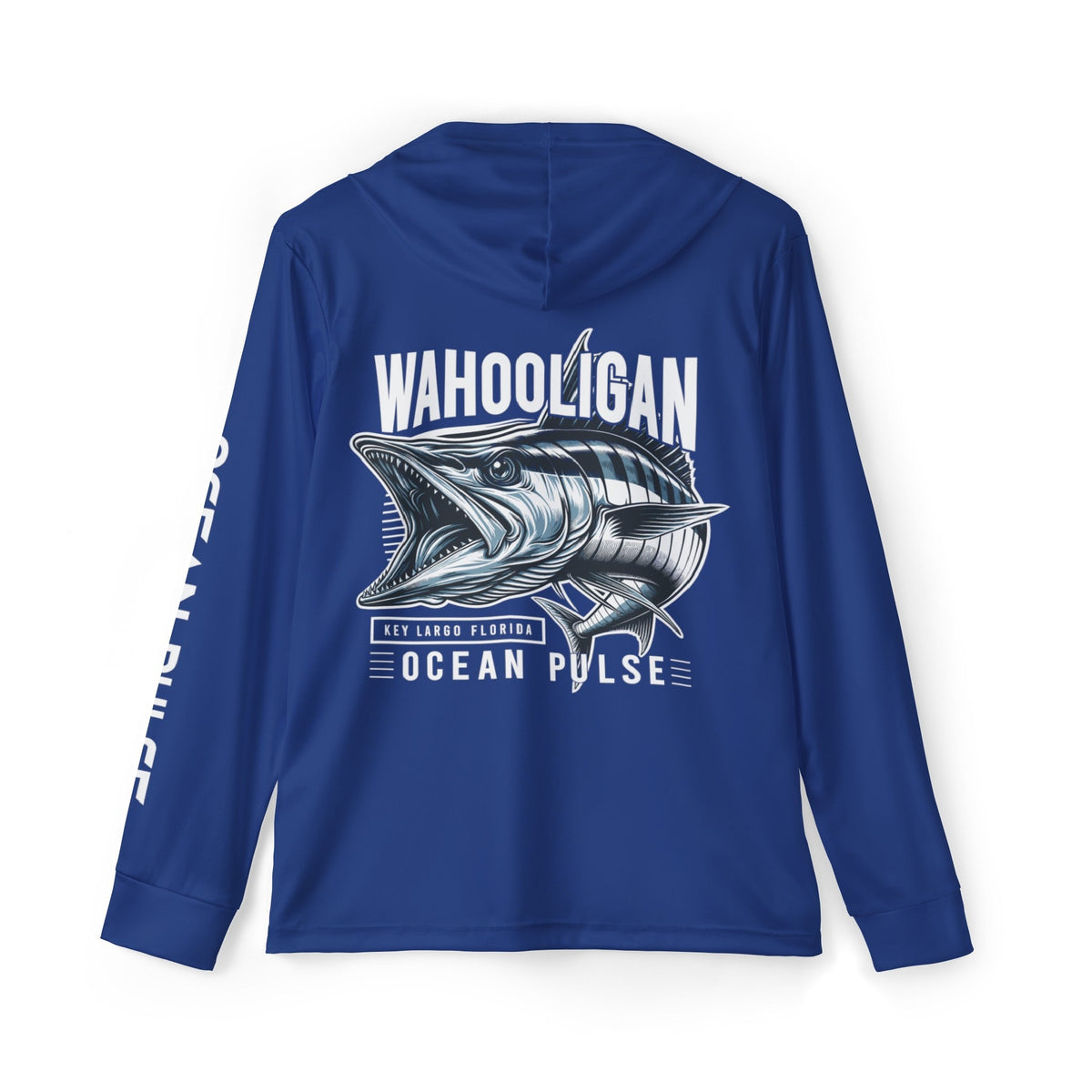Wahooligan Long Sleeve Performance Fishing Shirt With Hood by Ocean Pulse - Dark Blue - Ocean Pulse Gear